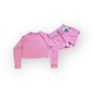 NWT Move Theology Pink Textured Pajama Set Women’s Size S Long Sleeve & Shorts